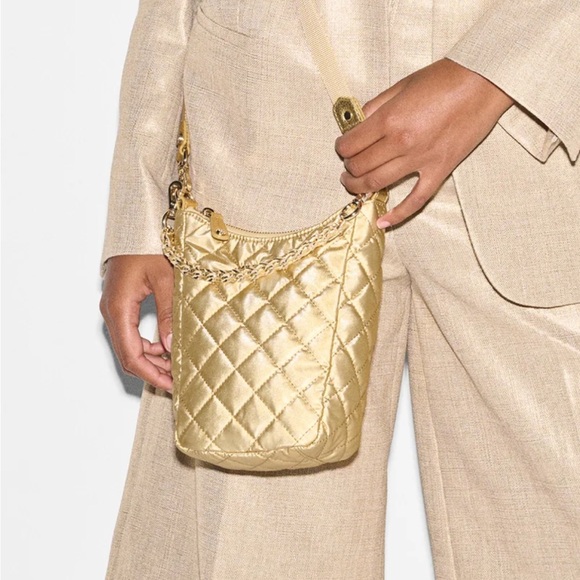 NWT MZ Wallace light gold pearl metallic Crosby Go - Picture 4 of 7